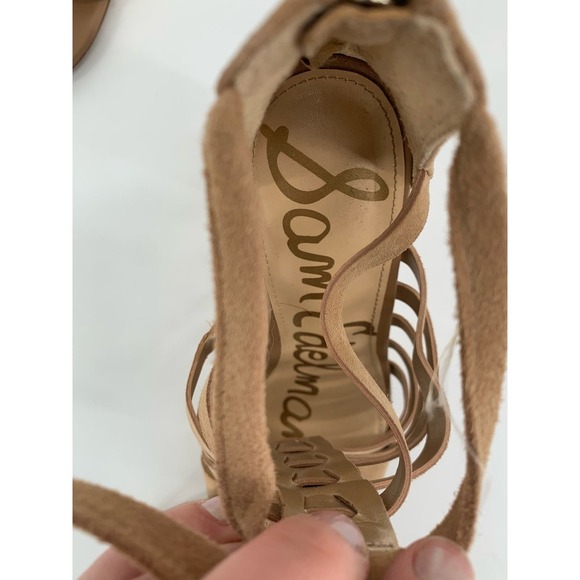 HOST PICK!! Sam Edelman Camel Suede Yarina Caged Strappy Sandal Size 8.5 - Picture 7 of 12